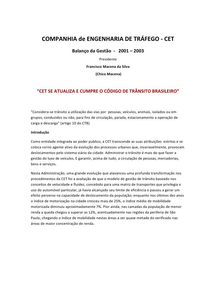 Balanço de Gestão CET Companhia de