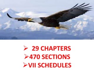  29 CHAPTERS
470 SECTIONS
VII SCHEDULES
 