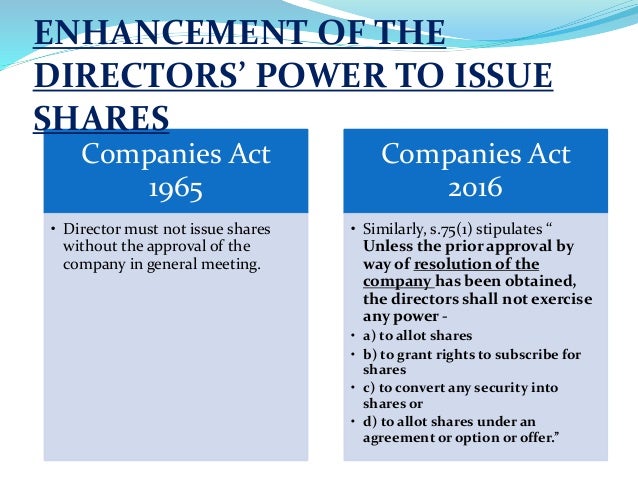 The Malaysian Companies Act 2016