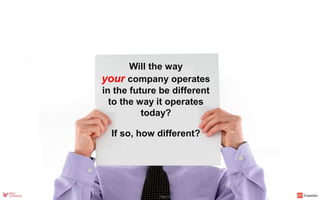 We asked the question
Will the way
your company operates
in the future be different
to the way it operates
today?
If so, how different?
Page 15
 