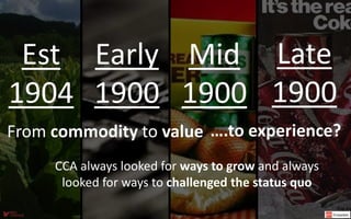 Mid
1900
Late
1900
Early
1900
Est
1904
From commodity to value ….to experience?
CCA always looked for ways to grow and always
looked for ways to challenged the status quo
Page 5
 