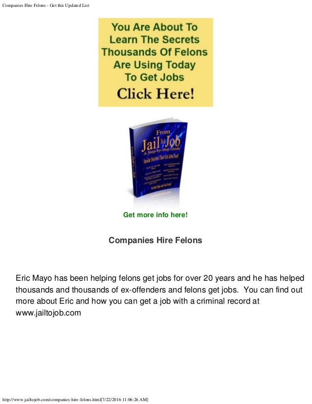 Best career options for convicted felons
