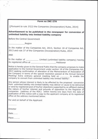 Companies (Incorporation) Third Amendment Rules, 2016 | PDF