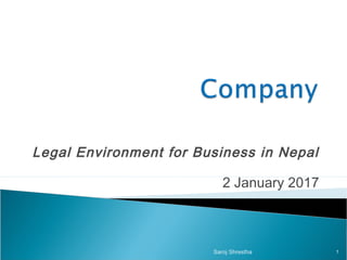 Legal Environment for Business in Nepal
2 January 2017
1Saroj Shrestha
 