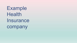 Example
Health
Insurance
company
 