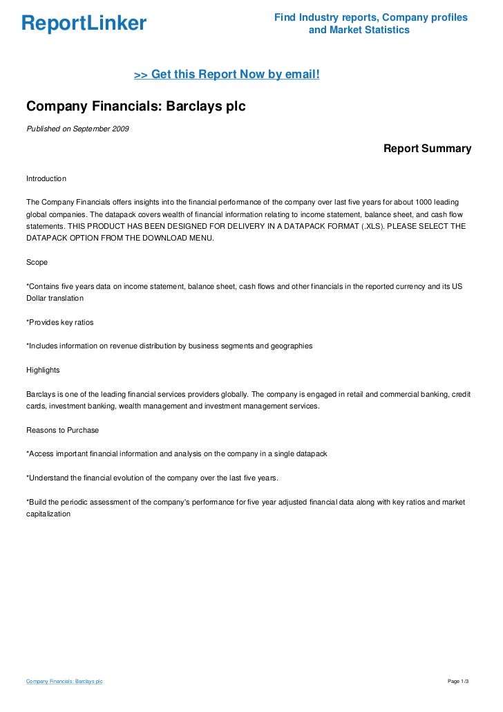 Company Financials Barclays Plc