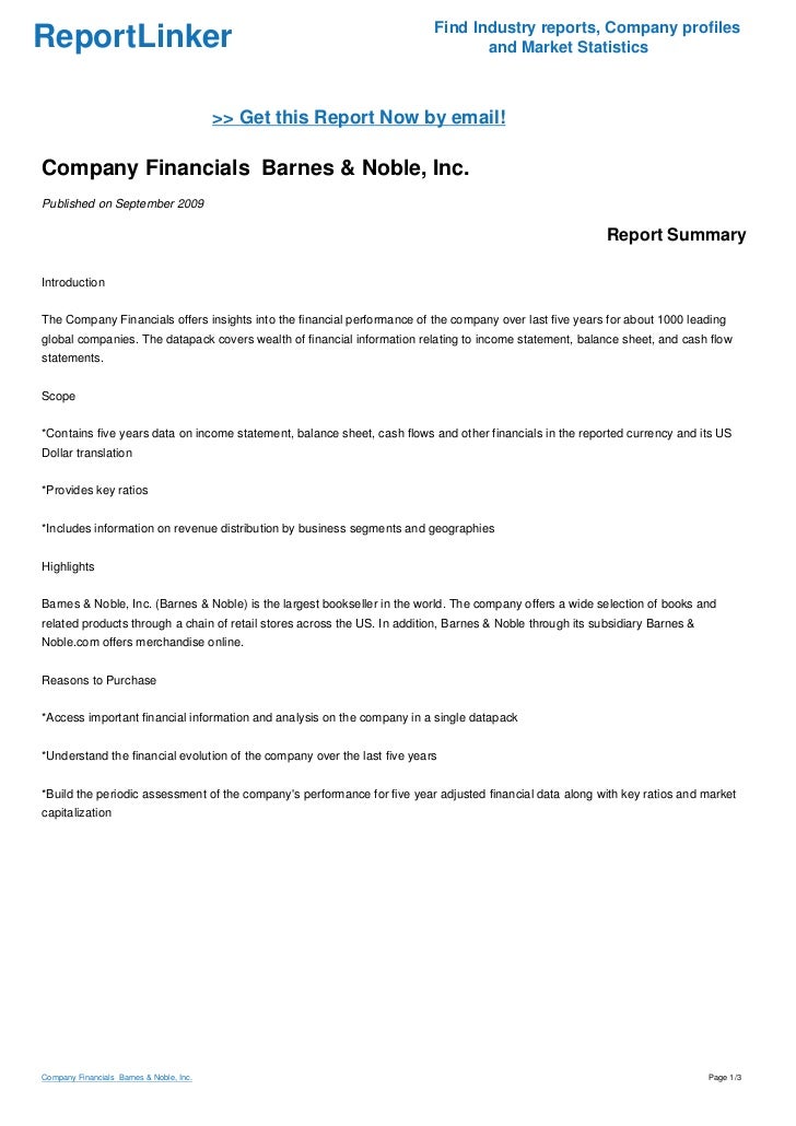 Company Financials Barnes Noble Inc