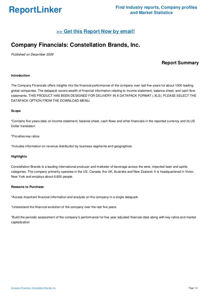company financials constellation brands inc how to prepare profit and loss account