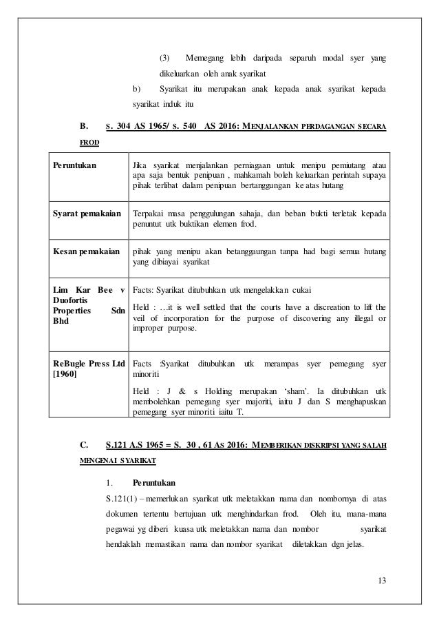 Konsep syarikat, konsep tirai perbadanan dan pengecualiannya, jenis-ju2026