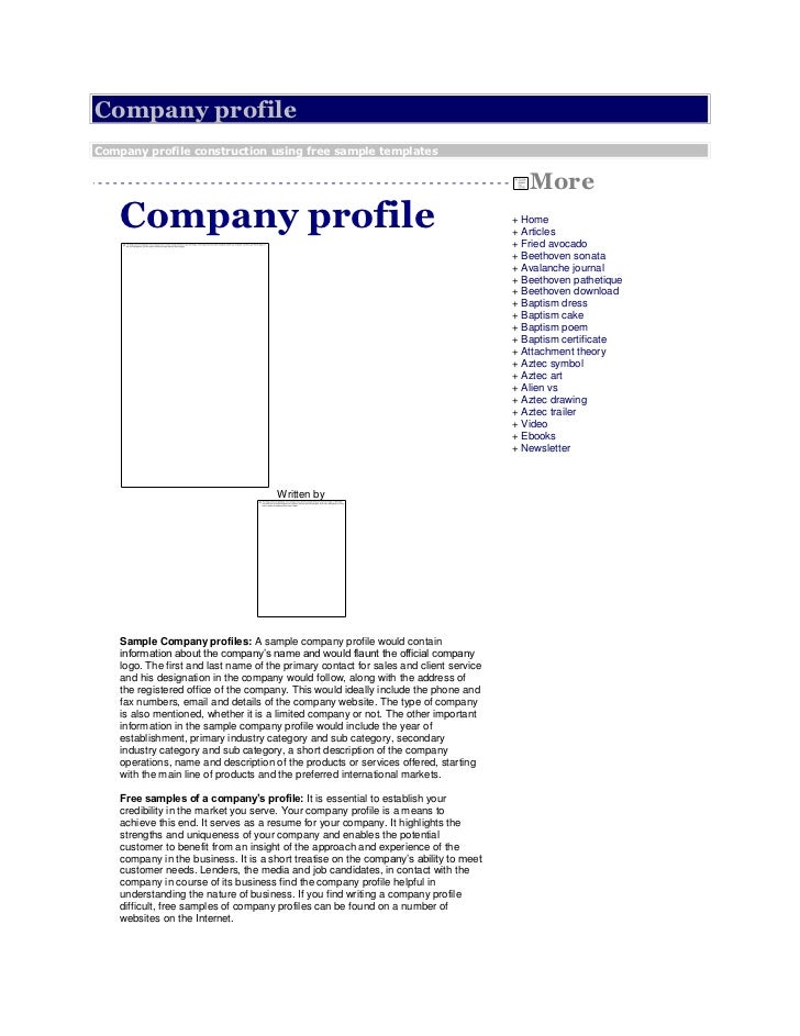 Free samples of how to write a company profile