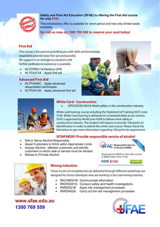 Online RSA, First Aid and Safety Training Centre in Australia | PDF
