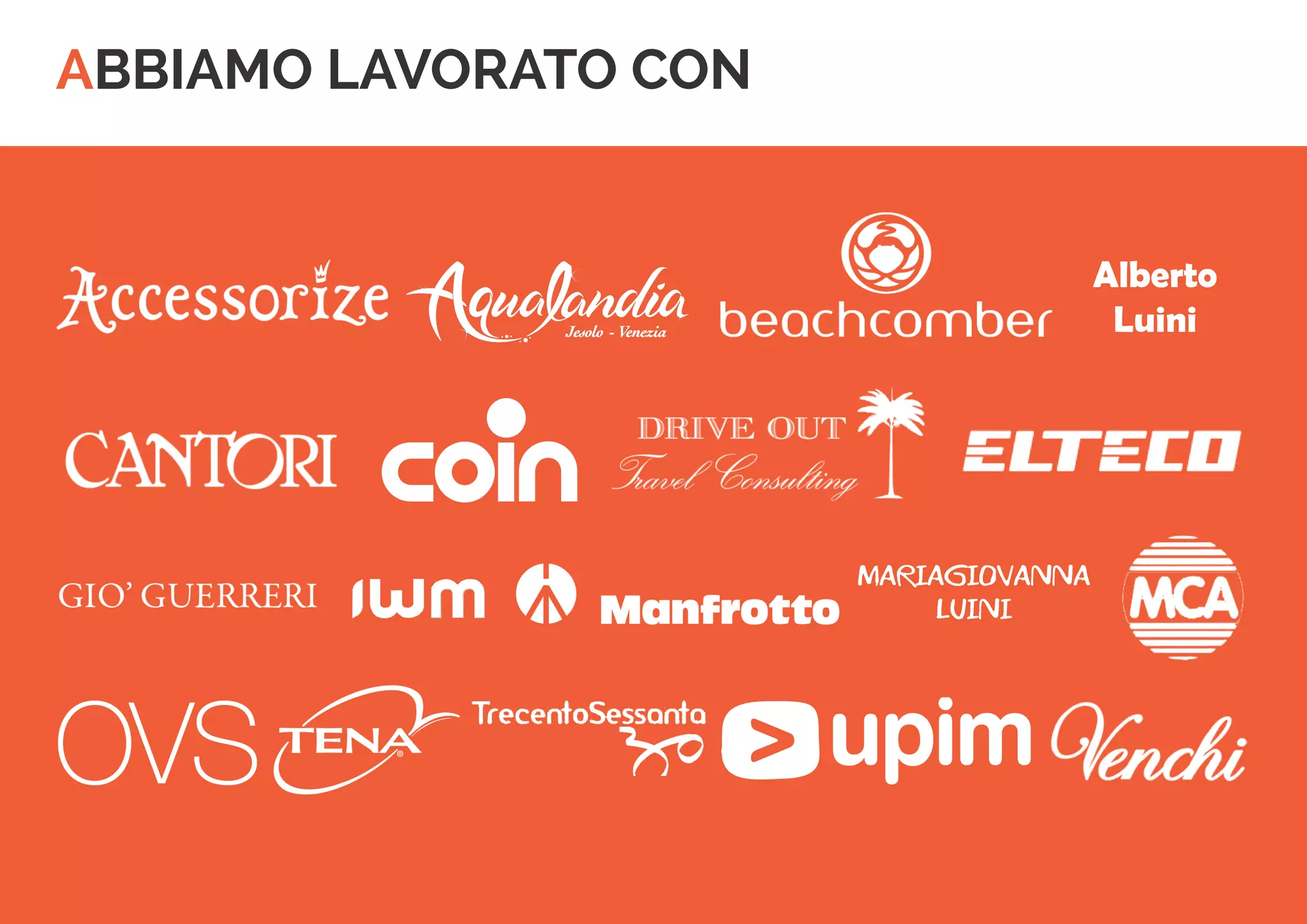 ABBIAMO LAVORATO CON 
Alberto 
Luini 
MariaGiovanna 
Luini  