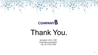 Thank You.
26
Jeonghan Uhm, CEO
shawn@companyB.kr
+82 70-7743-5709
 