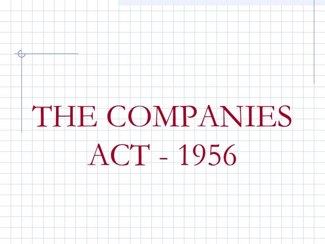 THE COMPANIES   ACT - 1956 