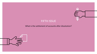 FIFTH ISSUE
What is the settlement of accounts after dissolution?
 