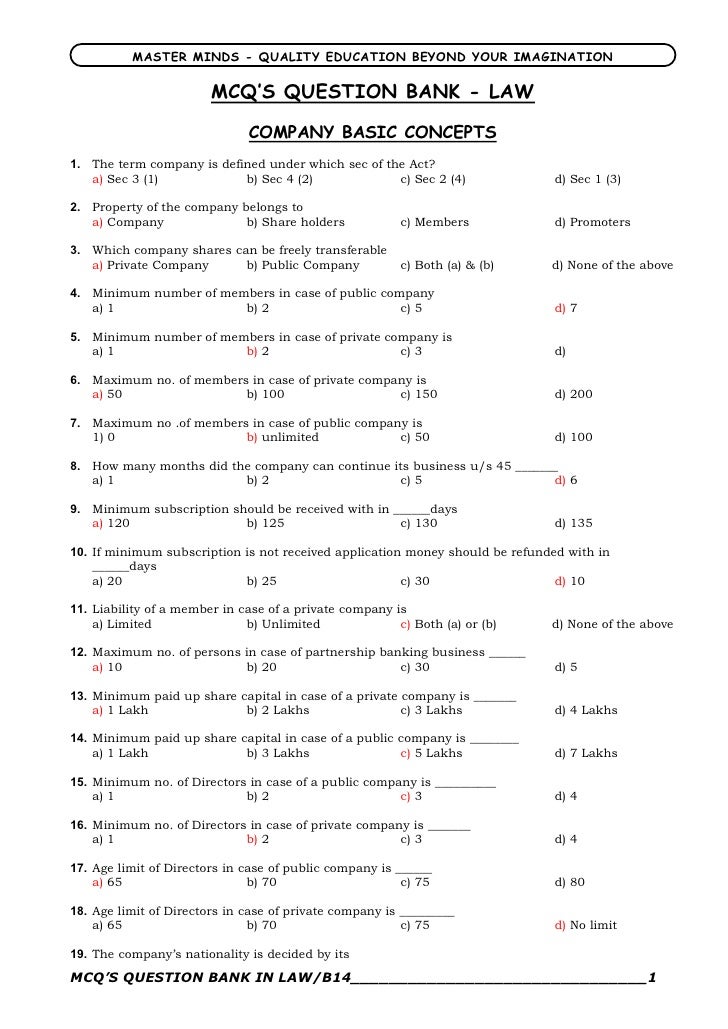 Company law mcq