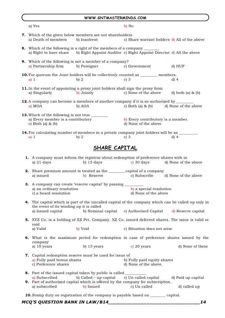 Company Law Mcq
