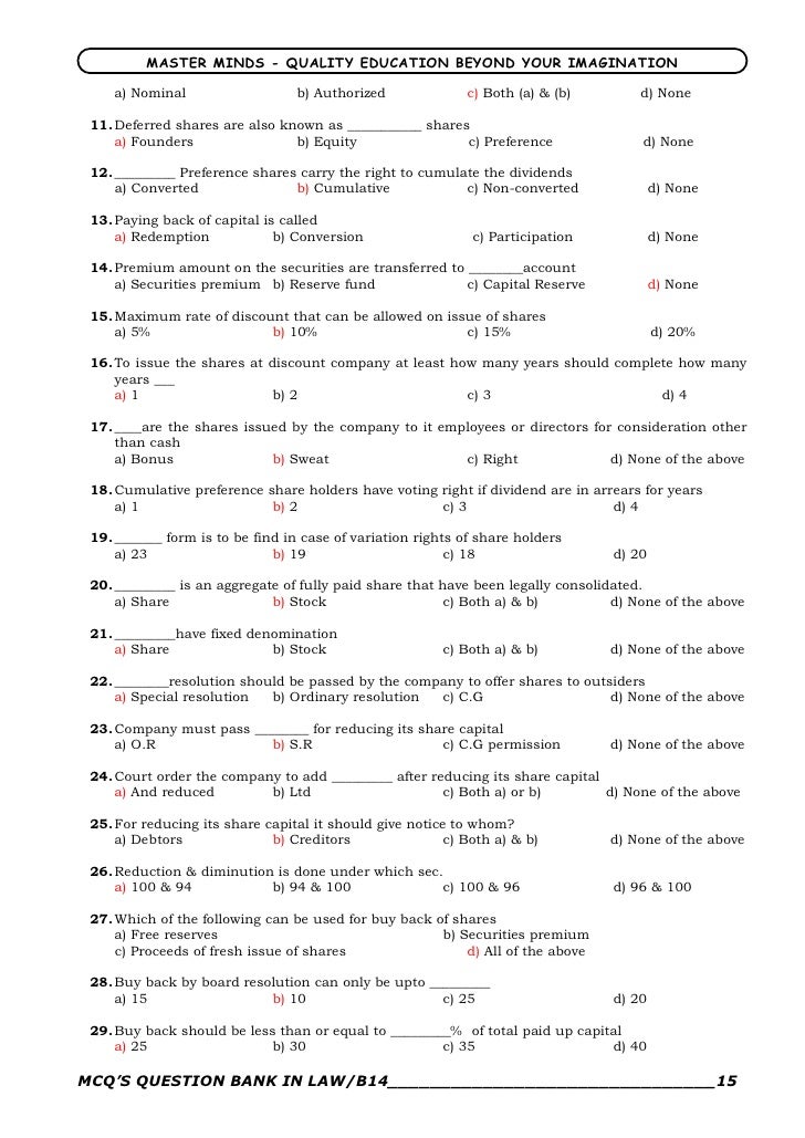Company Law Mcq