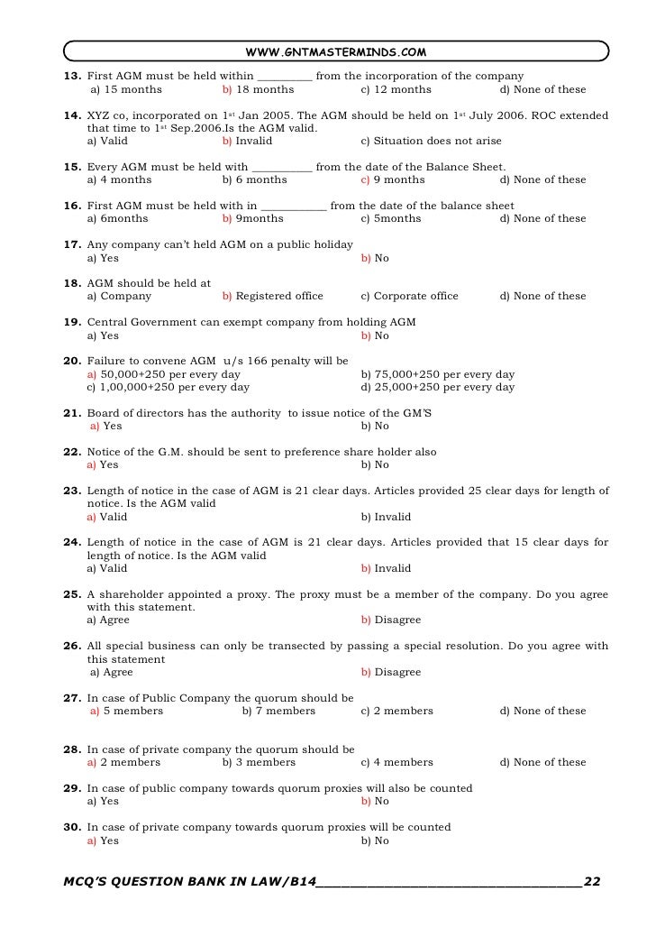 Company Law Mcq