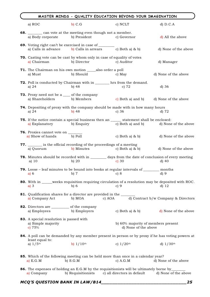 Company Law Mcq