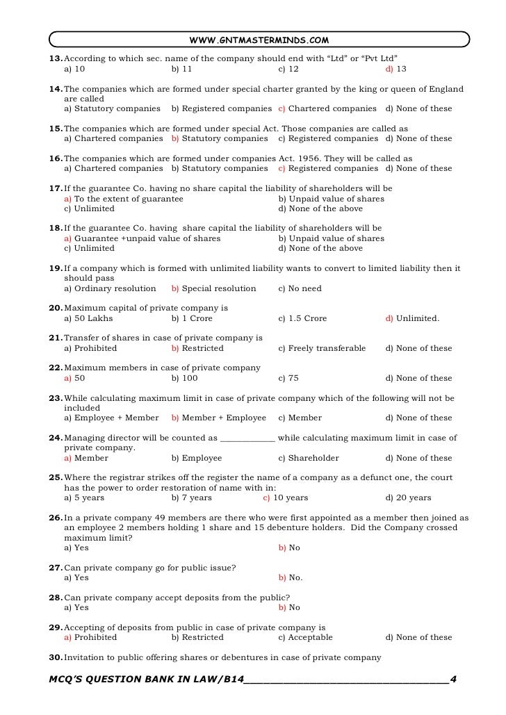 Company Law Mcq