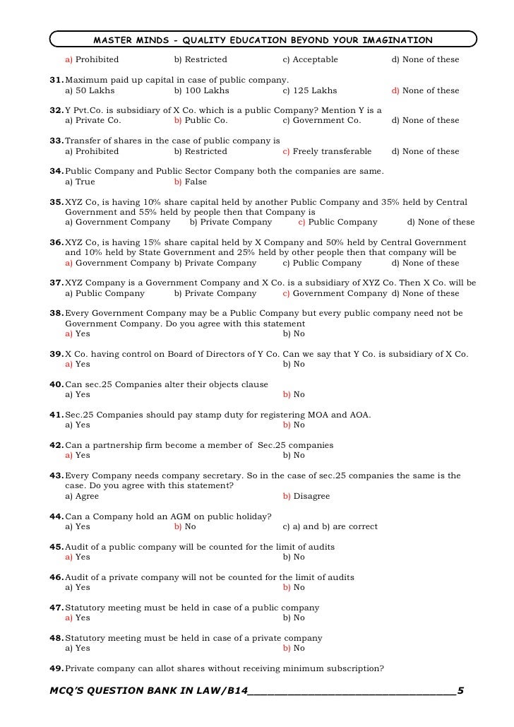 Company Law Mcq