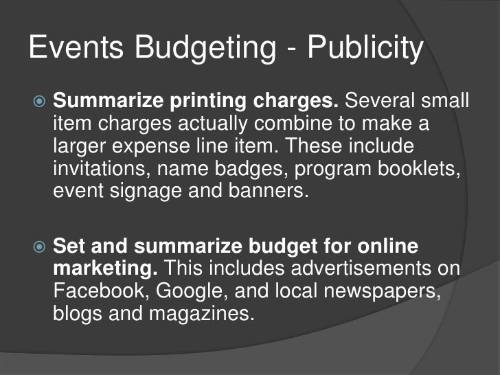 budgeting for events
