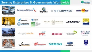 Travel/Transportatio
n
Real Estate
Telecommunications
Manufacturing
Serving Enterprises & Governments Worldwide
 