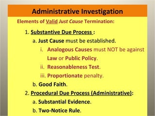 Company Policy: Elements of Administrative Investigation and ...