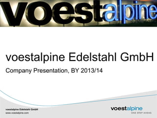 voestalpine Edelstahl GmbH 
Company Presentation, BY 2013/14 
voestalpine Edelstahl GmbH 
www|.voestalpine.com 
 
