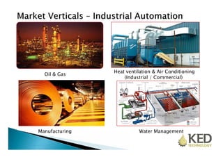 Heat ventilation & Air Conditioning 
Oil & Gas (Industrial / Commercial) 
Manufacturing Water Management 
 