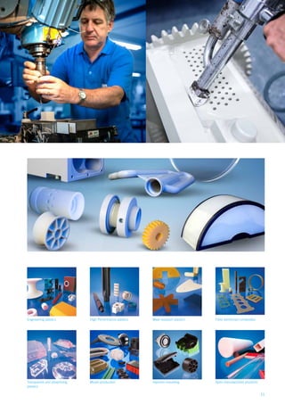 11
Engineering plastics
Transparent and advertising
plastics
High Performance plastics Wear resistant plastics
Injection moulding
Fibre reinforced composites
Semi-manufactured productsMould production
 