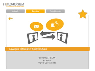 Lavagna Interattiva Multimediale
Scuole (TT EDU)
Aziende
Video Conferenza
 