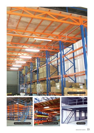 Mezzanine System 23
Truss System C/W Pallet Racking
Heavy Duty Shelving M. Floor Cantilever Racking M. Floor Steel Platform
 