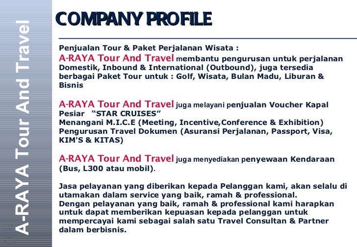 company profile travel agent