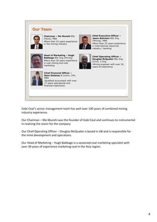 23.03.2012 Company profile: Gobi Coal & Energy Limited , Jason Bahnsen ...
