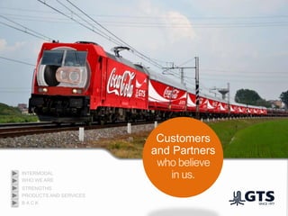 Customers
and Partners
who believe
in us.WHO WE ARE
INTERMODAL
PRODUCTS AND SERVICES
STRENGTHS
B A C K
 