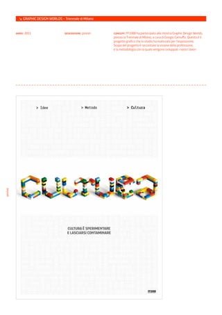 ↘ GRAPHIC DESIGN WORLDS – Triennale di Milano


         anno: 2011                  descrizione: poster   concept: FF3300 ha partecipato alla mostra Graphic Design Worlds,
                                                           presso la Triennale di Milano, a cura di Giorgio Camuffo. Questo è il
                                                           progetto grafico che lo studio ha realizzato per l’esposizione.
                                                           Scopo del progetto è raccontare la visione della professione,
                                                           e la metodologia con la quale vengono sviluppati i nostri lavori
poster
 