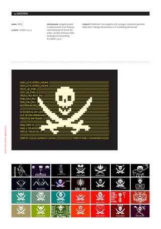 ↘ HACKTION


                              anno: 2011                                  descrizione: progettazione         concept: Hacktion è un progetto che coniuga i contenuti generati
                                                                          e realizzazione di un festival     dalla rete, il design dei processi, e il marketing territoriale
                              cliente: Linkem s.p.a.                      internazionale di Street Art
                                                                          a Bari, da fare rientrare nella
                                                                          strategia di storytelling
                                                                          di Linkem s.p.a.




                                                DOES_LOVE LETTERS_HOLAND ///////////////////////////////////////////////////////////
                                                NASH_LOVE LETTERS_HOLAND ///////////////////////////////////////////////////////////
                                                DEMS_UB_SPAIN ///////////////////////////////////////////////////////////////////////
                                                SOZY_UB_SPAIN ////////////////////////////////////////////////////////////////////////
                                                OPIUM_WILD BOYS_ITALY ////////////////////////////////////////////////////////////////
                                                ETNIK_KNM_ITALY ///////////////////////////////////////////////////////////////////////
                                                SERA_KNM_ITALY ///////////////////////////////////////////////////////////////////////
                                                AGOSTINO IACURCI_ITALY /////////////////////////////////////////////////////////////////
                                                ////////////////////////////////////////////////////////////////////////////////////////
                                                DJ SESSION AL DAY LONG ////////////////////////////////////////////////////////////////
                                                LIVE SESSION BREAKDANCE /////////////////////////////////////////////////////////////
                                                FREESTYLE BAR TENDER /////////////////////////////////////////////////////////////////
                                                ////////////////////////////////////////////////////////////////////////////////////////
                                                FINAL PARTY AT /////////////////////////////////////////////////////////////////////////
cartolina/avatar generativi




                                                PANE & POMODORO ////////////////////////////////////////////////////////////////////
                                                WITH DJ “NOME DEL DJ” /////////////////////////////////////////////////////////////////
                                                ////////////////////////////////////////////////////////////////////////////////////////
                                                START AT V.CELSO ULPIANI H:11.00 AM //////////////// START AT PANE & POMODORO H:22.00




                                                        HACKTION
                                                        BARI
                                                         FESTIVAL                              >
                                                                                               >
                                                                                                     16/17 LUGLIO 2011
                                                                                                     INIZIO ORE 11.00
                                                         INTERNAZIONALE                        >     VIA CELSO ULPIANI
                                                         DI ARTE URBANA                        >     BARI

                                                         www.hacktion.org
                                                         facebook.com/hacktion
                                                         use #hacktion on twitter




                              hacktion.indd 1                                                                                                  23/06/11 22.08
 