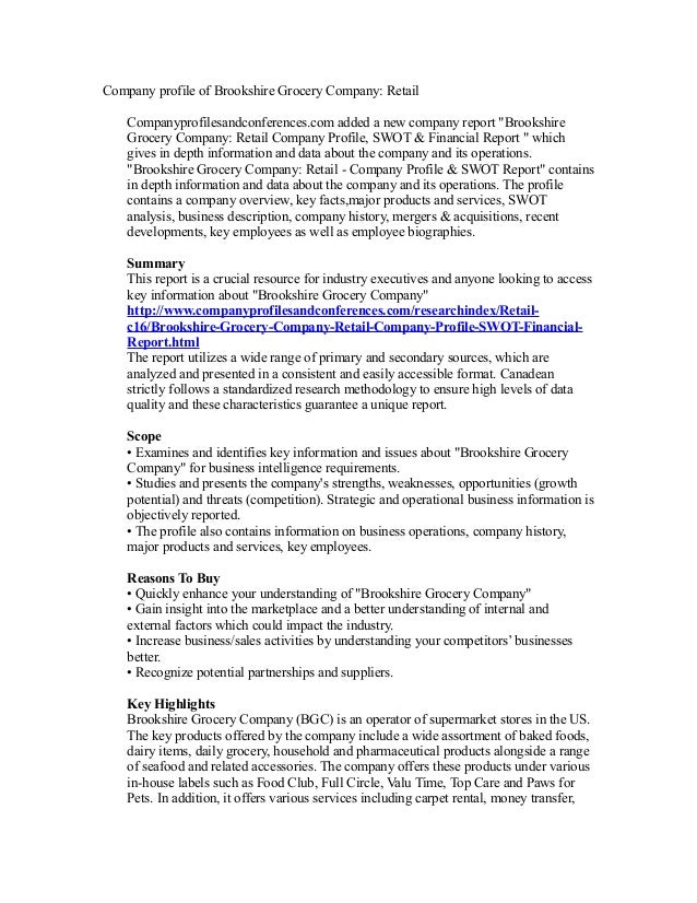 Company profile of brookshire grocery company