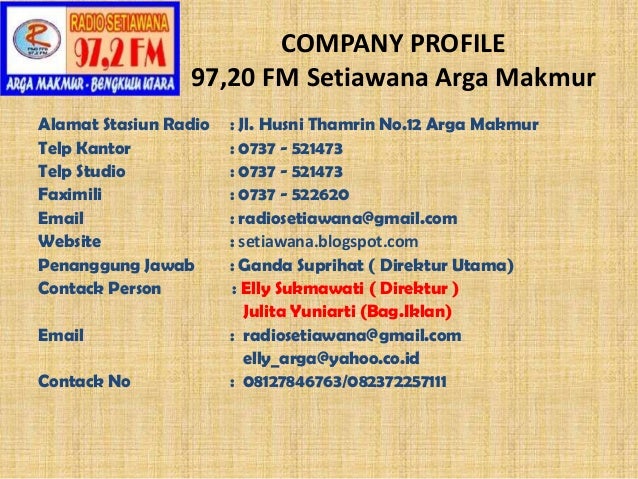 Contoh Company Profile Stasiun Radio - Simak Gambar Berikut