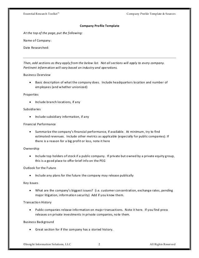 company profile template sources