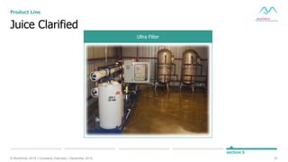 47© Muninmax 2014 | Company Overview | December 2014
section 5
Ultra Filter
Juice Clarified
Product Line
 
