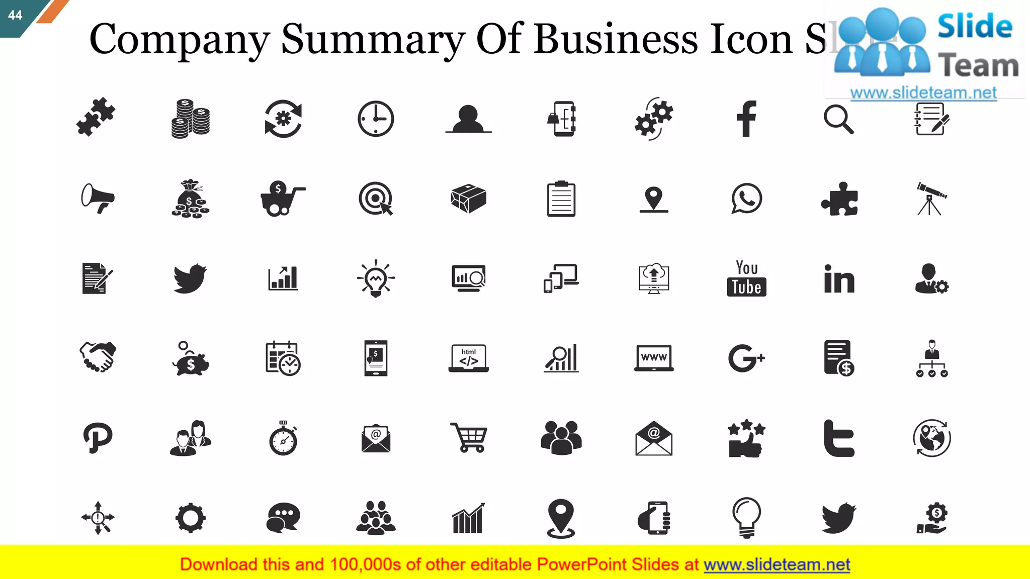 Company Summary Of Business Icon Slide
44
 