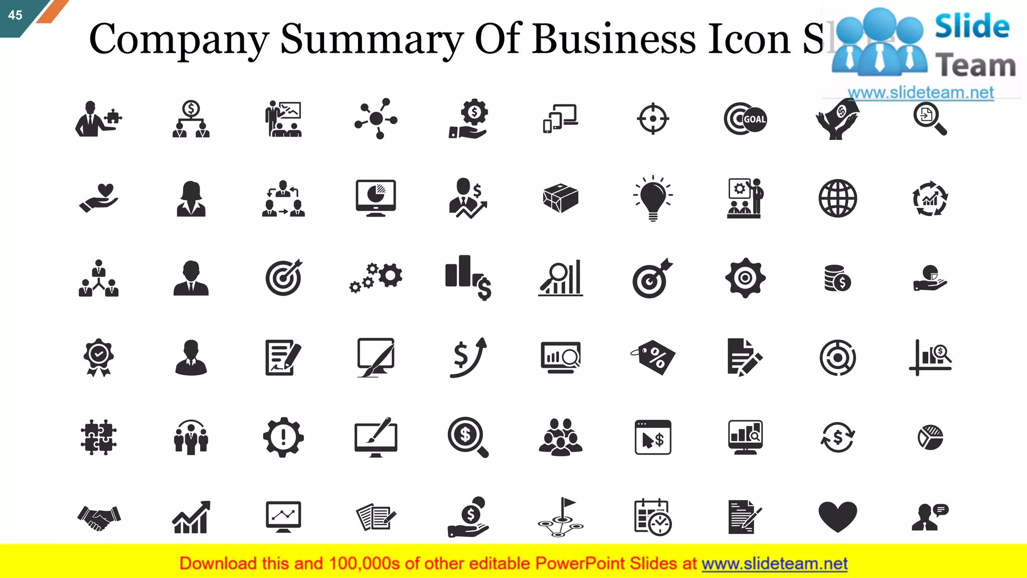 Company Summary Of Business Icon Slide
45
 