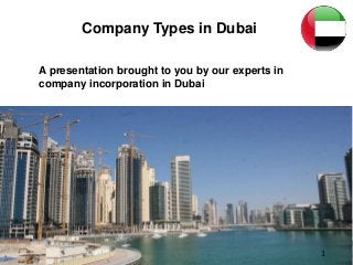 Company Types in Dubai
A presentation brought to you by our experts in
company incorporation in Dubai
1
 