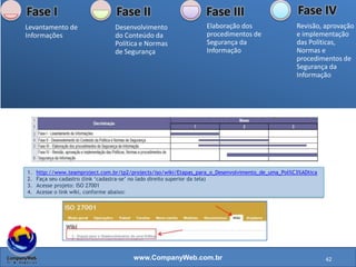 www.CompanyWeb.com.br
ISO 27002
Diretrizes para a implementação
EXEMPLO
42
 