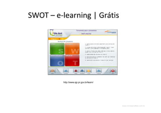www.CompanyWeb.com.br
SWOT – e-learning | Grátis
http://www.sjp.pr.gov.br/learn/
 