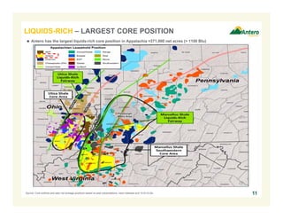 11
LIQUIDS-RICH – LARGEST CORE POSITION
Source: Core outlines and peer net acreage positions based on peer presentations, news releases and 10-K/10-Qs.
 Antero has the largest liquids-rich core position in Appalachia ≈371,000 net acres (> 1100 Btu)
 