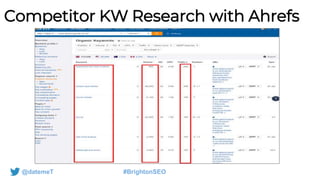 @datemeT #BrightonSEO
Competitor KW Research with Ahrefs
 